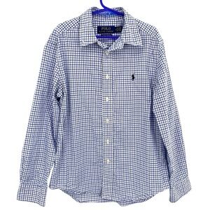 Ralph Lauren Polo Boys Tattersall Cotton Poplin Button Up Shirt
